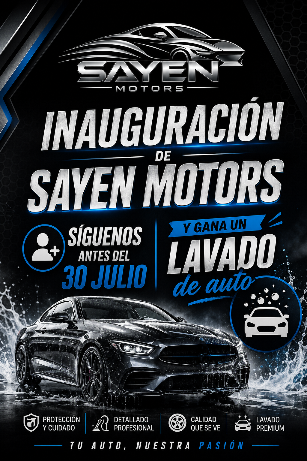 Inauguracion Sayen Motors: siguenos y gana un lavado de auto